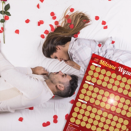100 x KAMASUTRA ZDRAPKA - pozycje miłość DLA NIEJ DLA NIEGO Walentynki czerwony ze złotymi lub srebrnymi zdrapkami